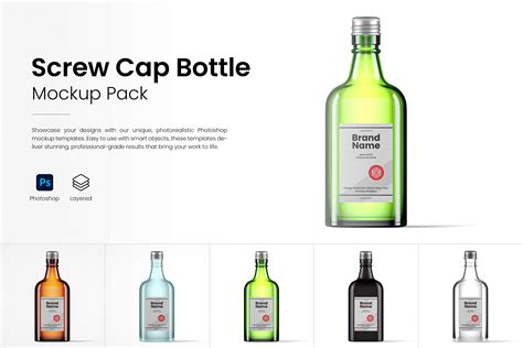 Bottle with Screw Cap Mockup Pack Graphic by Designer Dude · Creative ...