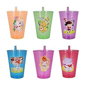 faas Cartoon Water Glass/Glitter Sipper Glass Tumbler/Sipper with Straw ...