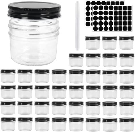 Amazon.com: Encheng 4 oz Clear Glass Jars With Lids(Golden),Small Spice ...