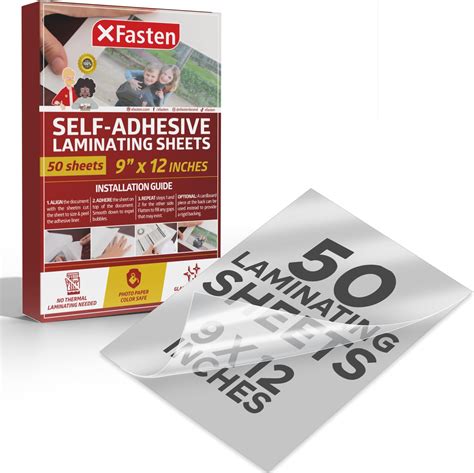 XFasten Self-Adhesive Laminating Sheets, 9 x 12 Inches (50-Pack), 4.76 ...