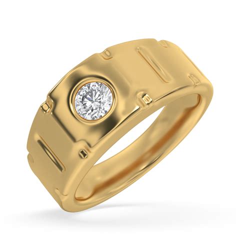 SY Men's Ring in Gold , Solitaire – SYNDIORA