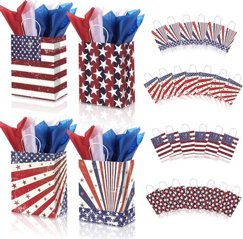 Amazon.com: LANCU 30PCS Patriotic Gift Bags with Handles 4th of July ...