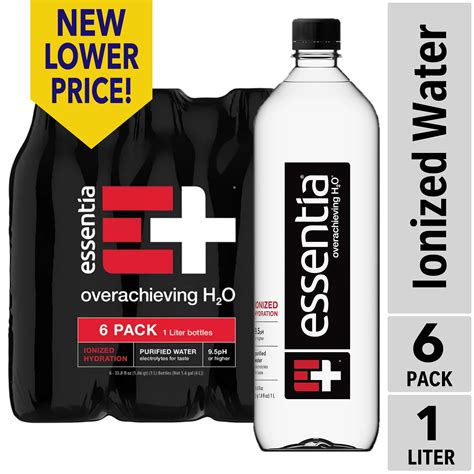Essentia Pure Drinking Water, Ionized Alkaline, Purified, 1L Each, Case ...