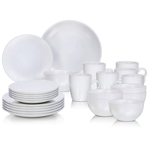 Anko Cafe White 24 Piece Dinner Set Classy Stoneware 6 | Desertcart INDIA