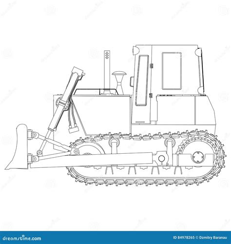 Vector Outline Bulldozer, Excavator, Grader . Heavy Earth Moving Road Construction Equipment ...