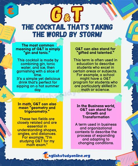 G&T Meaning: What Does G&T Mean? - English Study Online