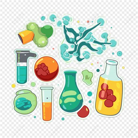 다양한 실험실 유형의 과학 스티커 세트 일러스트 벡터,생화학,만화 PNG 일러스트 무료 다운로드 - Lovepik