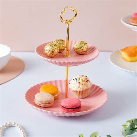 Pink Pebble 2-tier Cupcake Stand Online - Premium Cake Stand | Nestasia