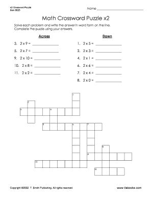 Math Crossword Puzzle x2 - Blank Fillable Template | Fill Out, Print ...