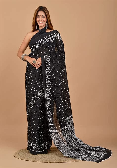 Black N White Print Sarees – VastraMoksha