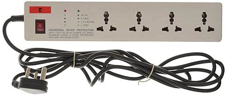 Alex 6A 4-Socket Spike Guard with 3 Meter long Wire (White) : Amazon.in ...