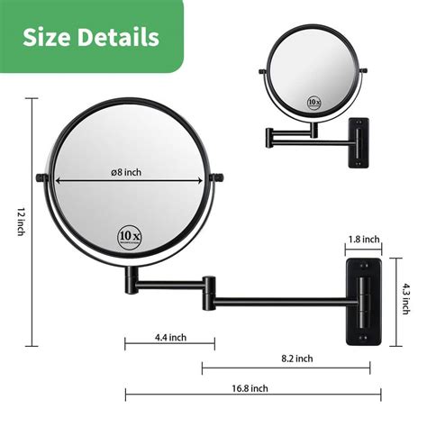 Buy 16.8 in. L x 12 in. W Round Wall Mount Bi-View 10X/1X Magnification ...