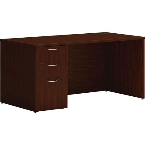 HON Mod 60"W x 30"D Single-Pedestal Desk, Traditional Mahogany ...