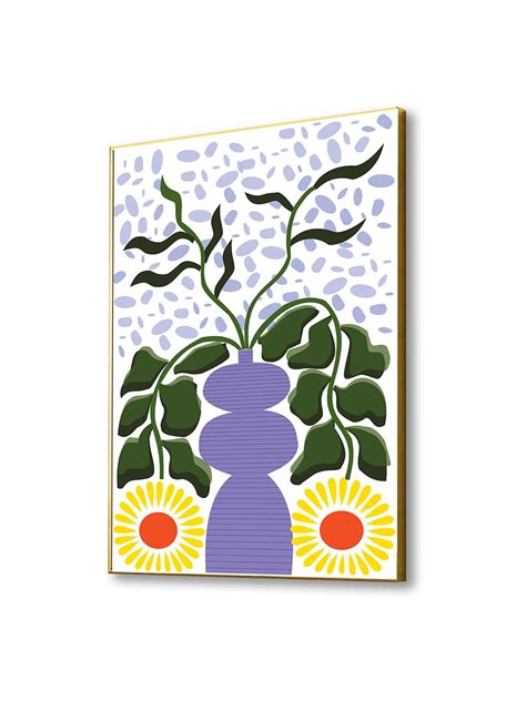 Buy Nestroots Vibrant Floral Vase Art Canvas Gold Frame Wall Painting ...