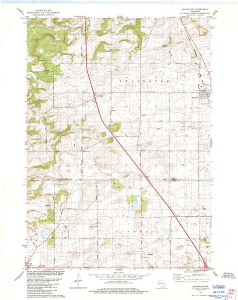 Classic USGS Arlington Wisconsin 7.5'x7.5' Topo Map – MyTopo Map Store