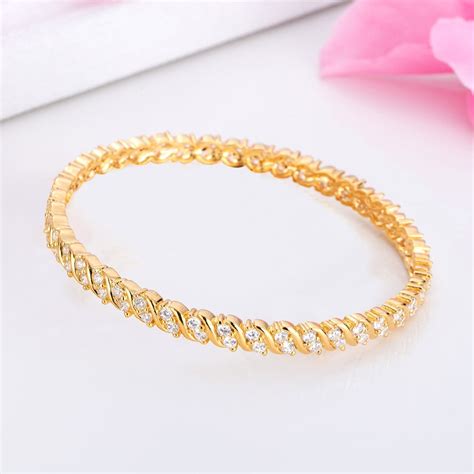 Buy Two-Line CZ Gold-Plated Women's Bangle – Zavya