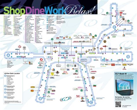 Airport map, Charlotte douglas international airport, Map