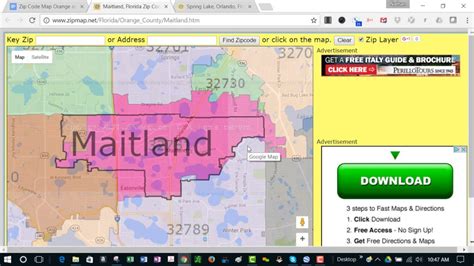 Useful Zip Code Map for Winter Park Orlando Florida Area No personal ...