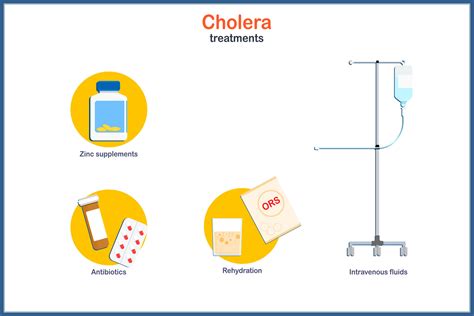 Medical illustration concept in flat style of cholera. Treatment for cholera includes zinc ...