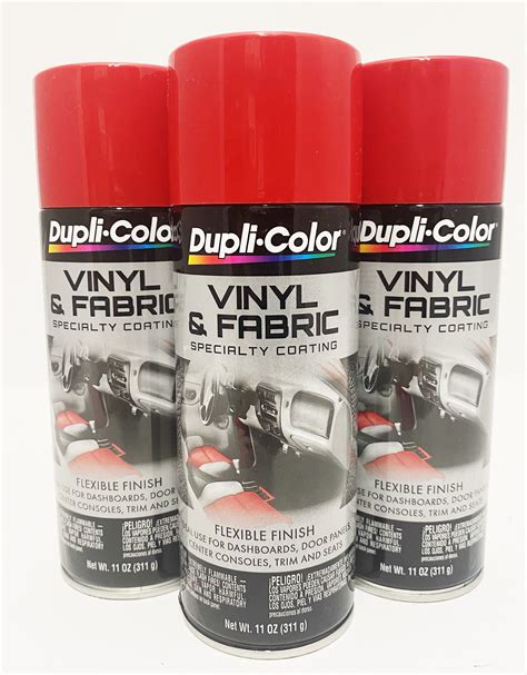Duplicolor HVP100 - 3 Pack Vinyl & Fabric Spray Paint Red - 11 oz ...