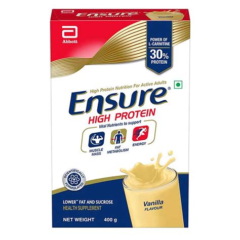 Buy Ensure High Protein Vanilla Flavour Powder for Adults, 400 gm | 19 ...