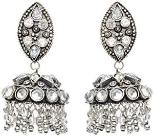 Moedbuille Handcrafted Stone Studded Afghan Chandelier Design Silver ...