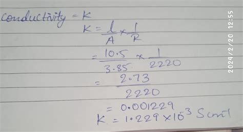 The resistance of 0.01M acetic acid solution is found to be 2220 ohm ...