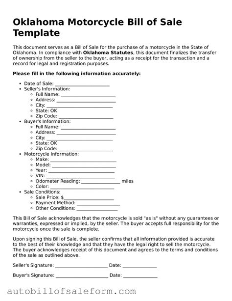Download Oklahoma Motorcycle Bill of Sale Template ⋆ Auto Bill of Sale ...