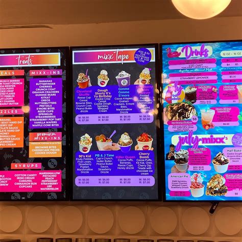 Remixx Ice Cream Menu