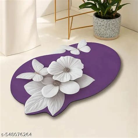 Elegant 3D Floral Rubber Floor Mat – Anti-Slip, Water Absorbent, Soft ...