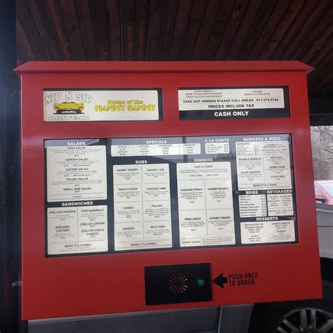 Menu at Nip N Sip Drive In restaurant, Lansing, N East St