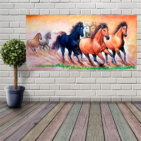 wallpics® lucky seven horses running at sunrise ll 7 horse vastu Glossy ...