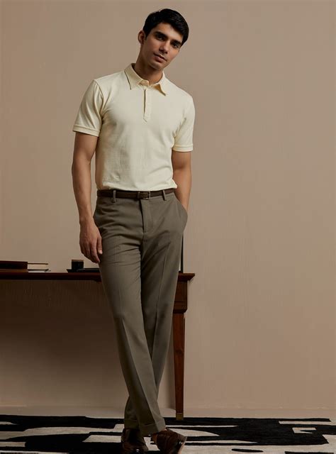 Buy Magnolia Pique Polo | Casual Off-White Solid Polo for Men Online ...