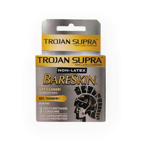 (Japan) Trojan Supra Bare Skin. Non-Latex. 3 Polyurethane Condoms ...