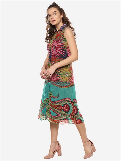 Women's Multicolored Printed Midi Shirt Dress – Stylestone