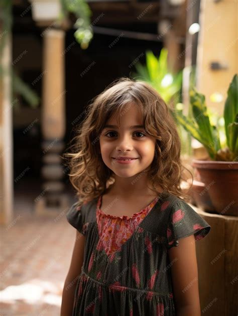 Premium AI Image | Portrait photo of spanish child female straight hair ...