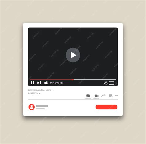 A dark mode youtube video player mockup with like share download ...