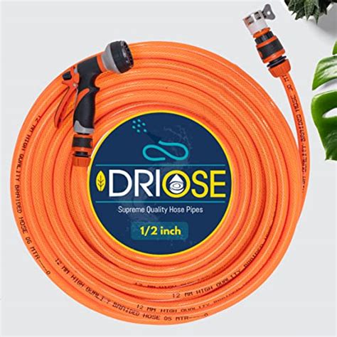 DRIOSE Heavy Duty 3 Layered Braided Water Hose Pipe 8 Pattern Spray No ...