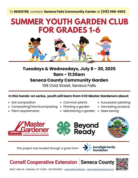 Summer Youth Garden Club (for Grades 1-6), Seneca County Community ...