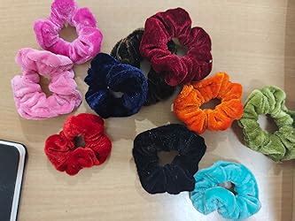 FAMEZA 10 Pcs Hair Ties Velvet Scrunchies, Elastic Flannelette Hair ...