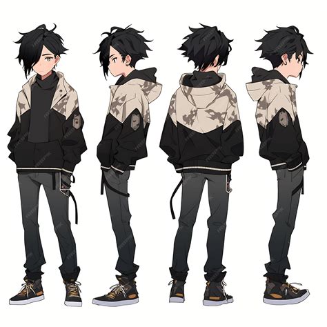 Premium Photo | Trendy Anime Boy Character Turnaround Concept Art Sheet ...