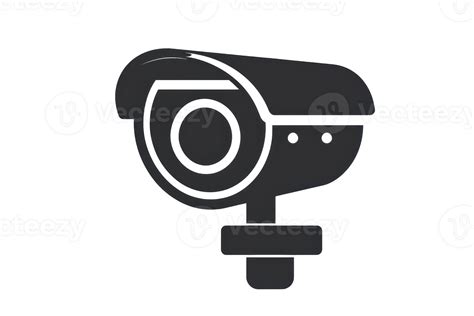 Minimalistic black security camera icon isolated on a transparent ...