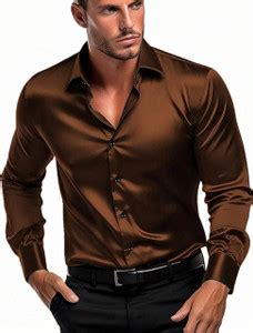 METRONAUT Men Solid Formal Brown Shirt - Buy METRONAUT Men Solid Formal ...