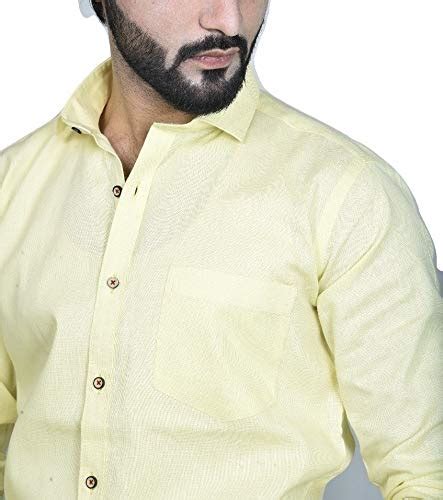 Creo Nation Men's Cotton Mix Yellow Formal Shirt (L, Yellow) : Amazon ...