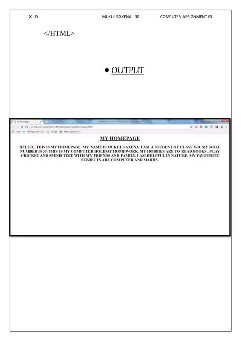 Image result for Computer Science Class 12 HTML Program Output