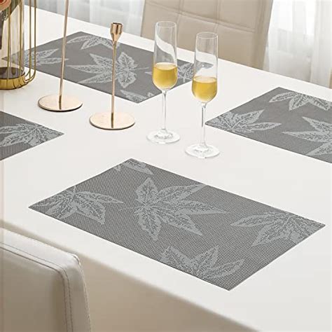 PVC Dining Table Mats, Grey Maple Leaf – HOKIPO | Har Ghar ka Humsafar