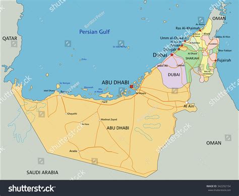 United Arab Emirates - Highly Detailed Editable Political Map With Labeling. Stock Vector ...