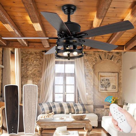 Amazon.com: Rustic Farmhouse Ceiling Fan with Lights, 52 Inch ...