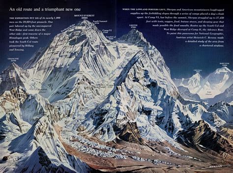 Vintage Maps of Mount Everest From National Geographic Archives ...