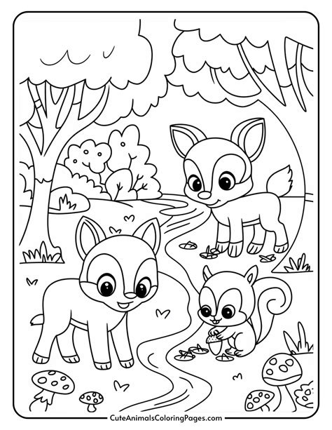 Woodland Animals Colouring In